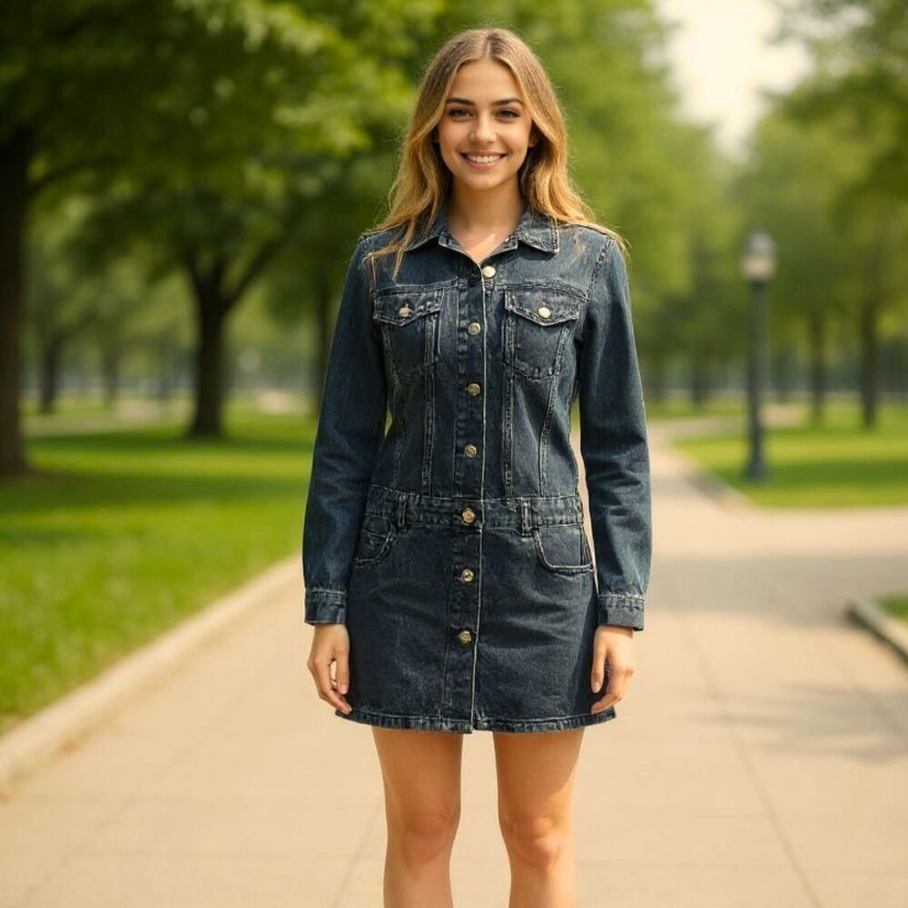ZARA Women's Zoe Mini Denim Dress Black Size XS
